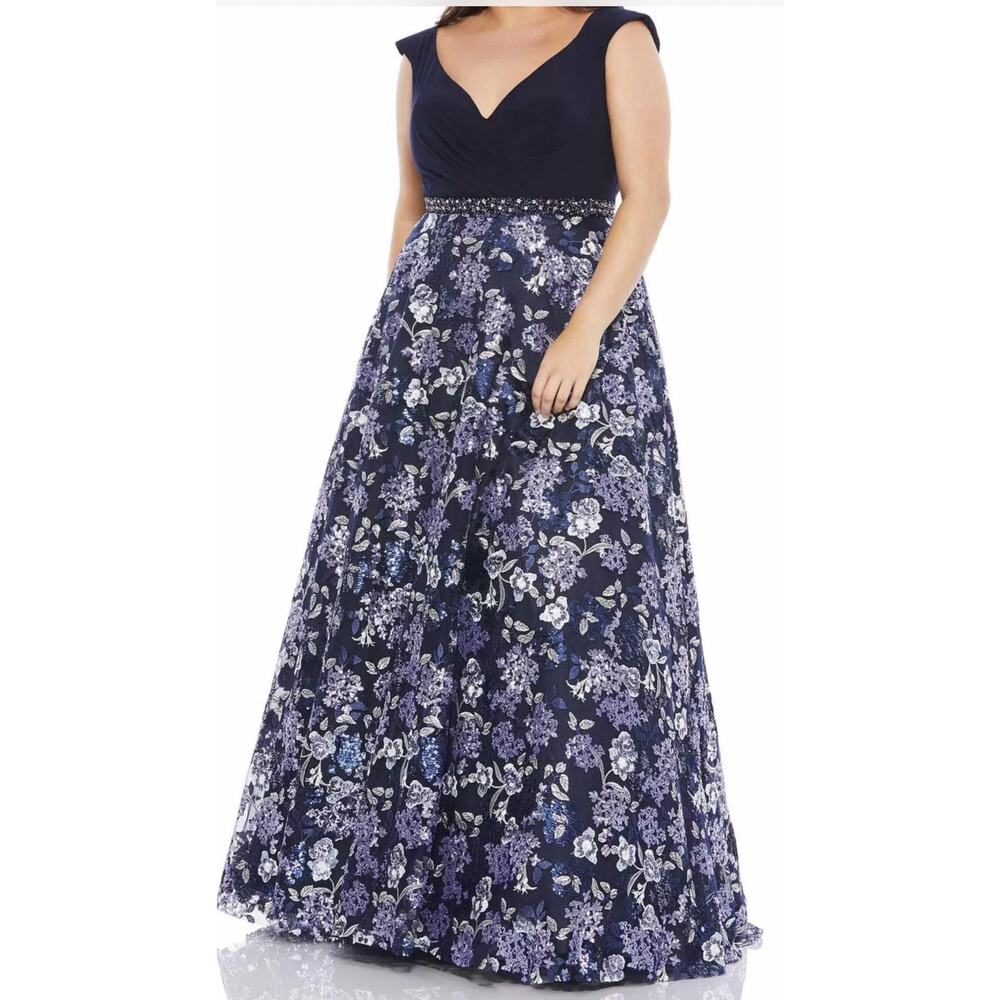 Mac Duggal 67764 Embellished‎ Ballgown Wedding Prom Midnight Womens Size 14W